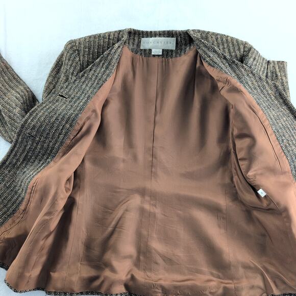 Vintage Doncaster Tapestry 100% Silk Fitted Blazer Women's Size 10 Shoulder Pads - Picture 5 of 8